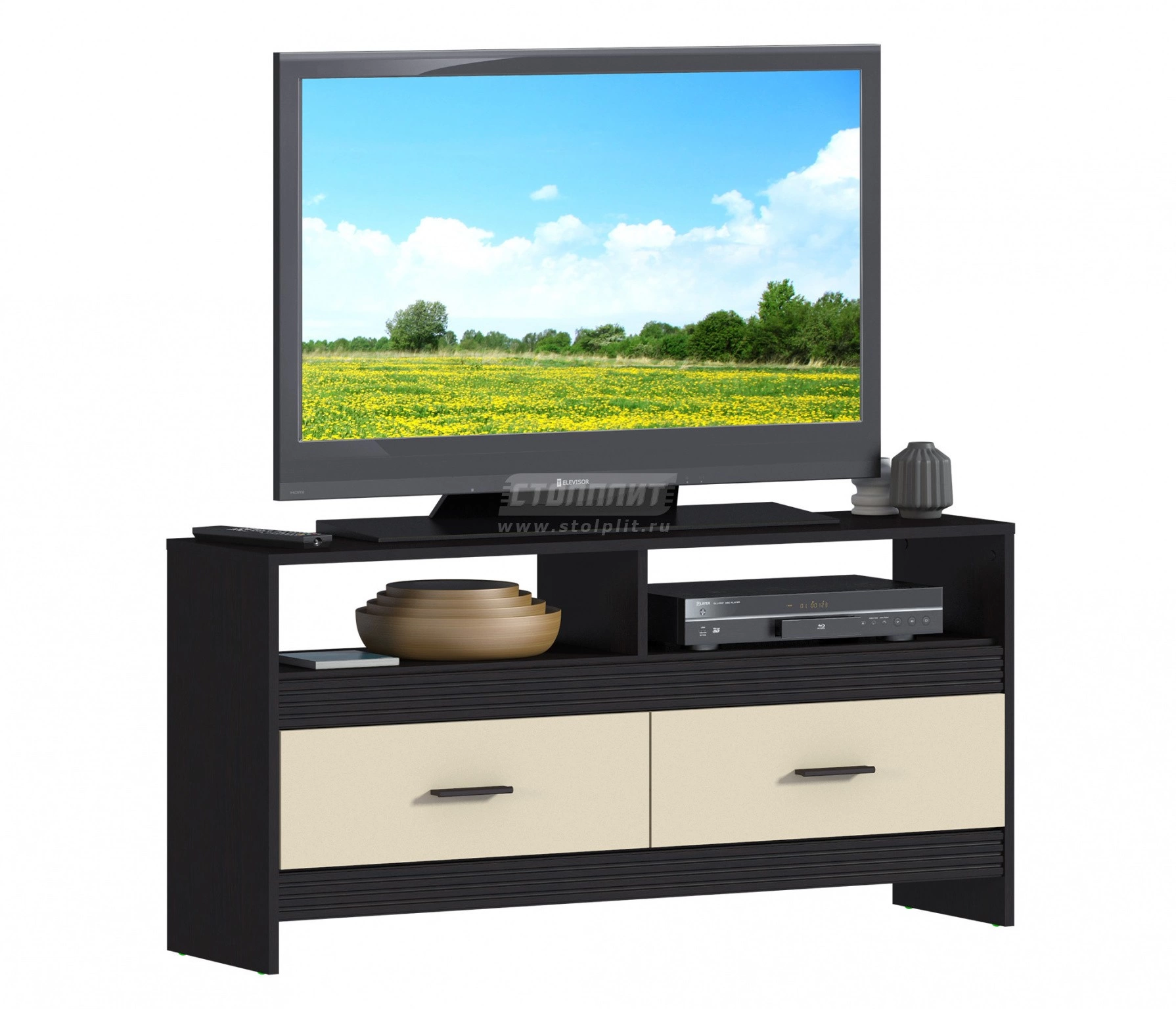 Тумба ТВ Дакота СБ-2885 Венге+Ваниль/Ш-1230 X В-600 X Г-330 мм