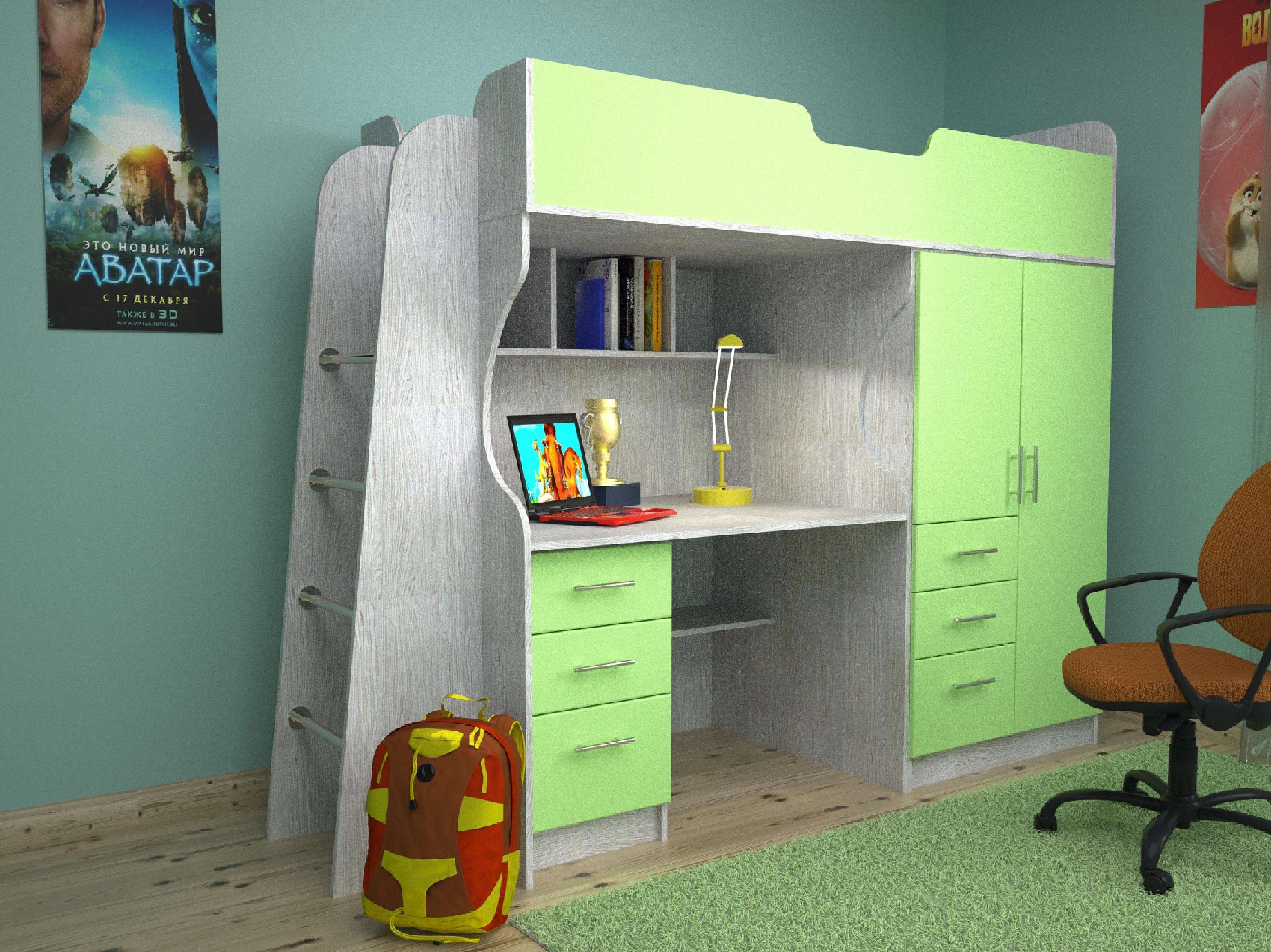 Детский Гарнитур Емеля-5 МДФ с Матрасом в Подарок