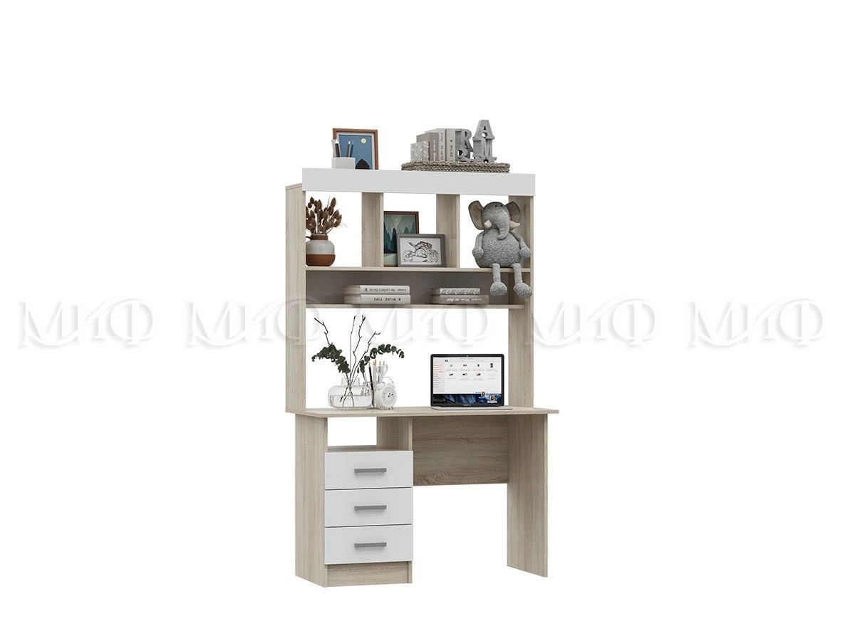 Стол с Надстройкой Марго (Ш-1100 x В-2200 x Г-380 мм) Дуб Сонома/Белый Глянец