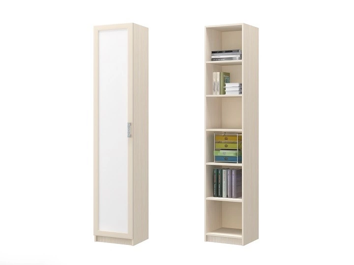 Шкаф ДЮ-09 Юнга-7 ЛДСП Белый ХДФ+Рамочный Профиль/Ясень Шимо Светлый (Д-450 x В-2200 x Г-400 мм)