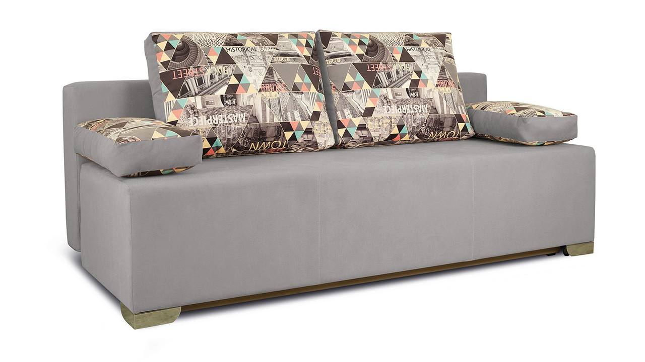 Диван «Дерби» (Maserati 19 (велюр) серый, подушка Urban (велюр) Town)/Д-1940х Ш-860х В-760мм