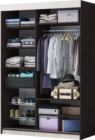 Шкаф-Купе Альба-7 (Ш-1500 х В-2220 х Г-616 мм) Ясень Шимо Светлый/Венге 