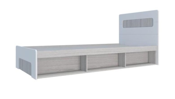 Кровать Палермо №1 с Подъемным Механизмом МДФ Ясень Шимо Светлый/ фасад Белый Глянец
